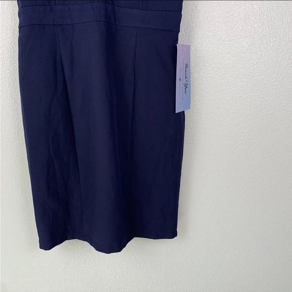 MANIJU Womens Mini Dress Lace Back Navy Sz M - Picture 3 of 7